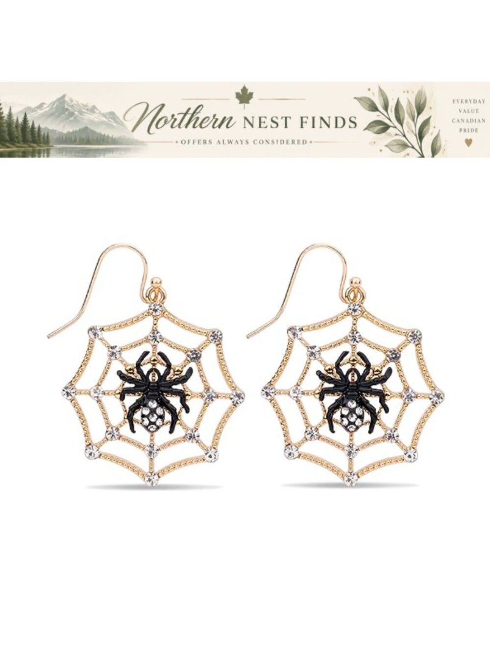 Halloween Spider Dangle Earrings Alloy Acrylic Costume Jewelry